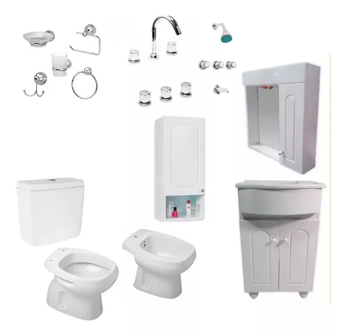 Juego Baño Completo Vanitory Sanitarios Grifería Accesorios