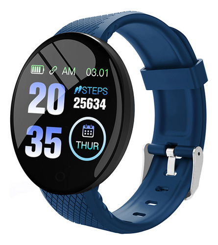 Smartwatch Monitoreo Reloj Inteligente Deportivo D18 Watch Caja Negro Bisel Azul