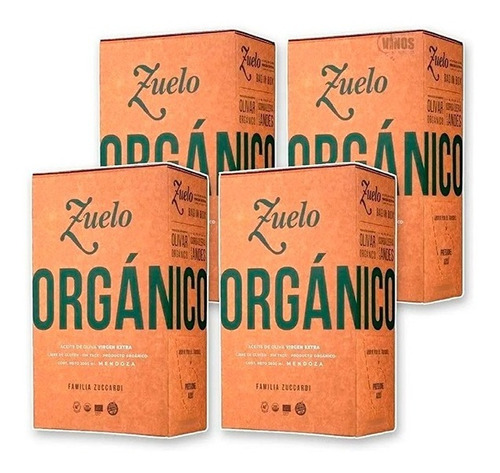 Aceite De Oliva Zuelo Organico Bib X2 Litros - Kit X 4 Cajas