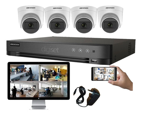 Kit Seguridad Hikvision Full Hd Dvr  4ch + 4camaras 1080 2mp