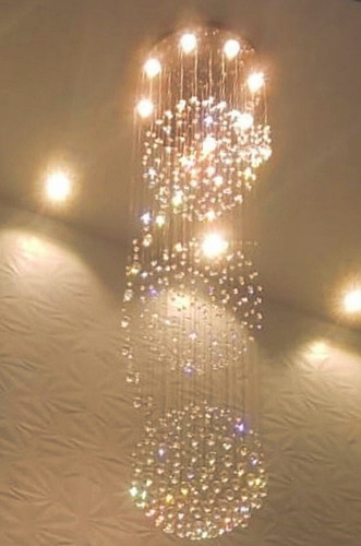 Imagem 3 de 5 de Lustre De Cristal 3 Globos Base 50 Cm A Partir 1,8 Até 2,2