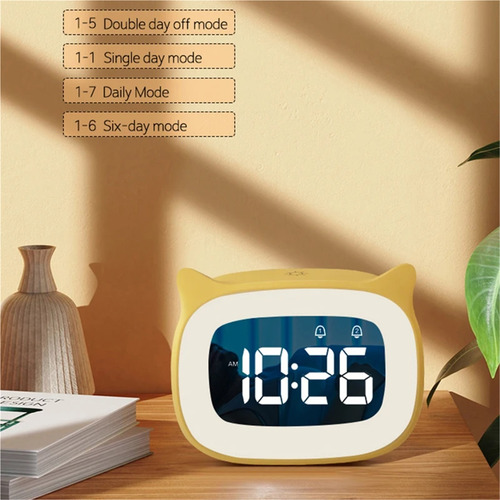 Reloj Despertador Led Con Forma De Gato Y Control De Voz
