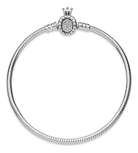 Pulseira Pandora Moments O Crown And Snake Chain, cor prata, tamanho 19 cm