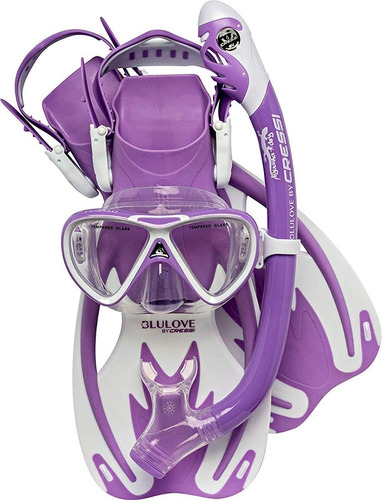 Set Buceo Cressi Rocks Dry Niños Lila Blanco  S / M - Pvr