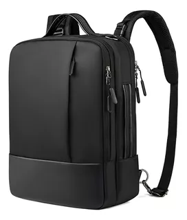 Mochila Backpack Impermeble De Gran Capacidad Con Puerto Usb Color Negro