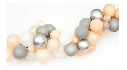 Set Mini Arco Globos Gris Blanco Salmon Pastel Decoracion