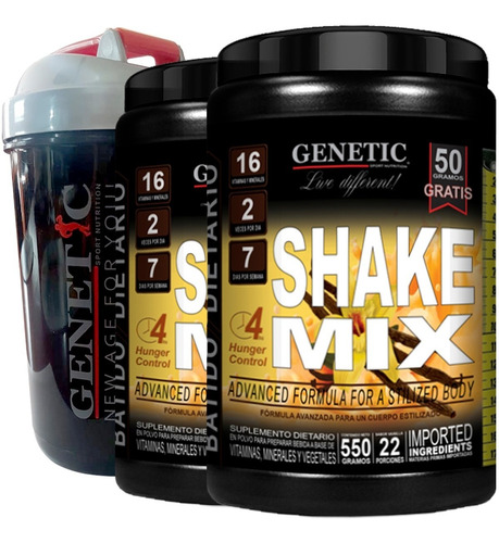 Batido Diet Vegano Shake Mix Reemplaza Comida Shaker Genetic