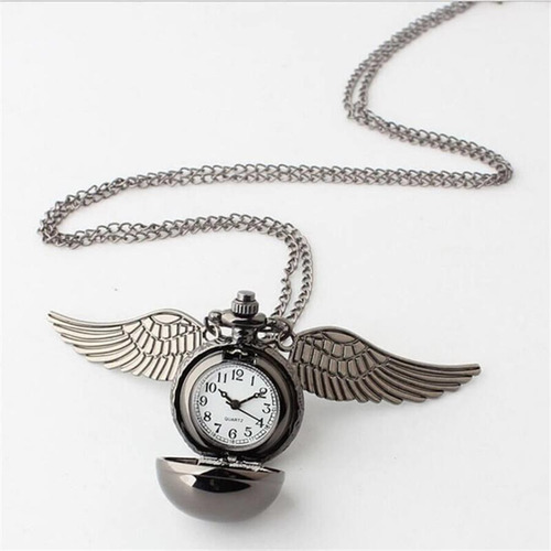 Collar Harry Potter Snitch Negra Con Dije Reloj Hermione