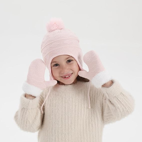 Set De 2 Gorros Y Guantes De Color Puro Para Bebé, Otoño/inv