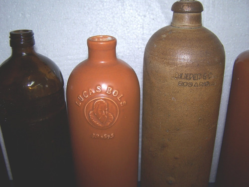 Antiguas Botellas De Gres Ceramico Y Vidrio (Usado)