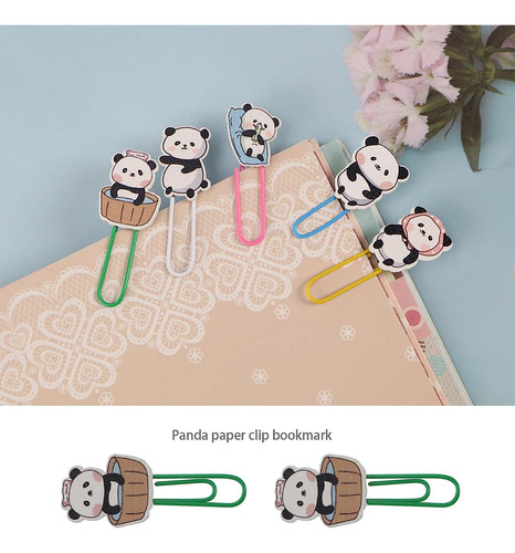 Micro Traders 40pcs Cute Panda Paperclips Bookmarks Metal Pl