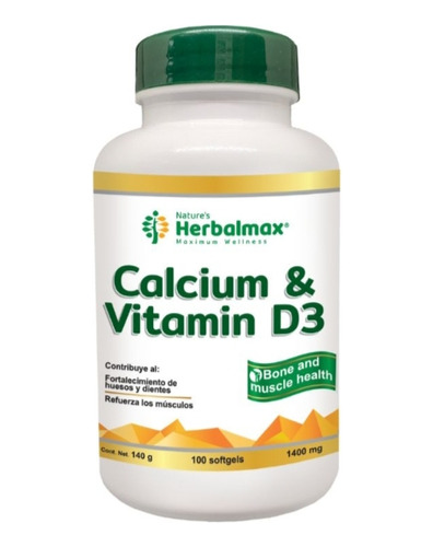 Calcio Y Vitamina D 1400mg Herbalmax Made In Canadá 