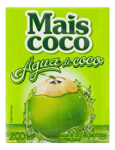 Água de Coco Esterilizada Mais Coco Caixa 200ml