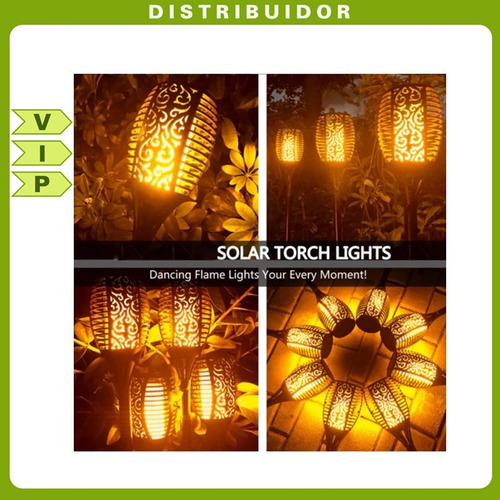 Estaca Solar Flama Led Jardín Decoración Lampara Exterior