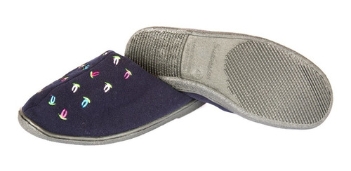 Imagen 4 de 4 de Pantuflas Mujer, Suela Antideslizante Azul Oscuro