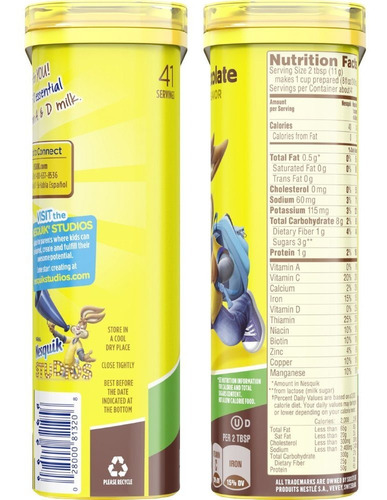 Imagen 4 de 6 de Nesquik Chocolate En Polvo, Sin Azúcar Añadido, De 16 Onzas
