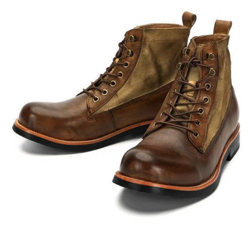 Botas Moteras De Hombre Vintage Con Forro Acolchado