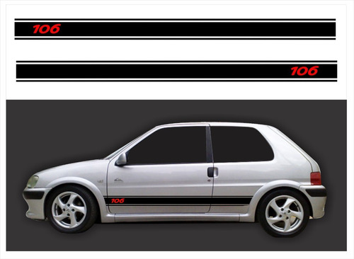 Kit Adesivos Peugeot 106 Sport Faixas Laterais Cor Preto