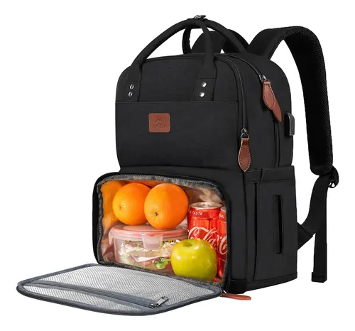 Mochila Con Compartimiento Termico Para Almuerzo-negro