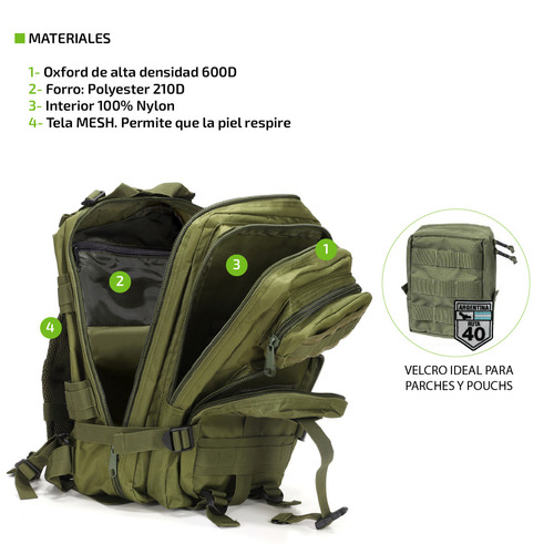 Imagen 6 de 9 de Mochila Tactica De Camping 30 Litros Femmto Mochilero Viaje