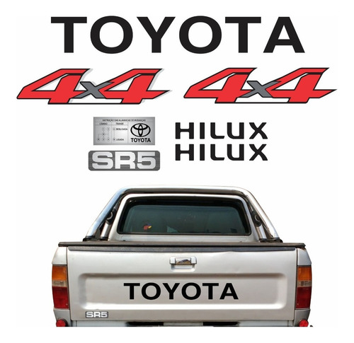 Kit Adesivos Para Toyota Hilux 4x4 Modelo Antiga Sr5 16935 Cor Preto