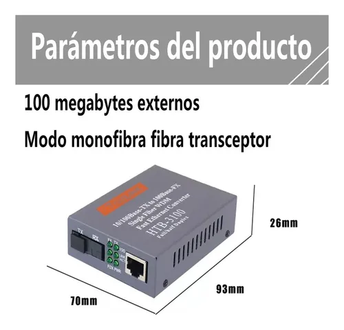 1 Par Convertidores Fibra Óptica Medios 10/100 Ethernet 25km