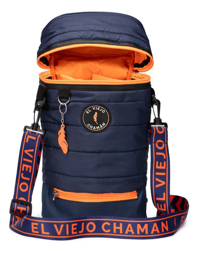 Bolso Matero Mochila Morral El Viejo Chaman Cusco Colores Color Azul con Naranja