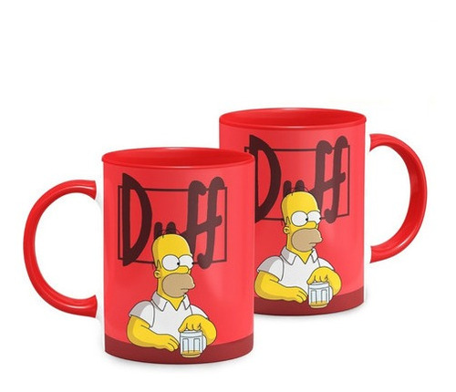 Caneca Os Simpsons Homer Duff Alça Vermelha