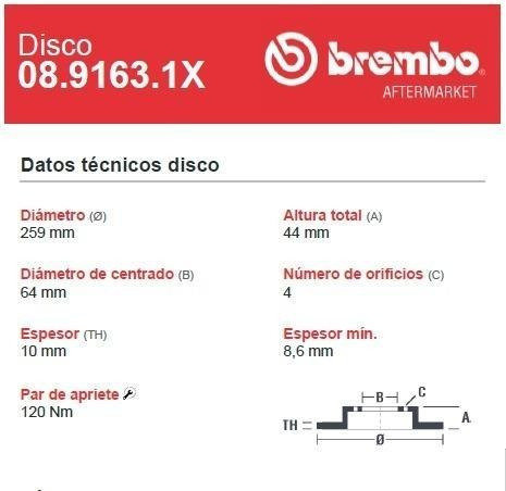 Imagen 3 de 5 de Discos Traseros (2) Brembo Xtra Perforado Mini Cooper 02-12