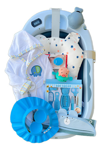 Bañera Plegable Termómetro Y Regadera Ballena + Accesorios