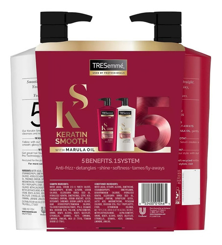 Imagen 2 de 10 de Shampoo Y Acondicionador Kerain Smooth Tresemme Profesional