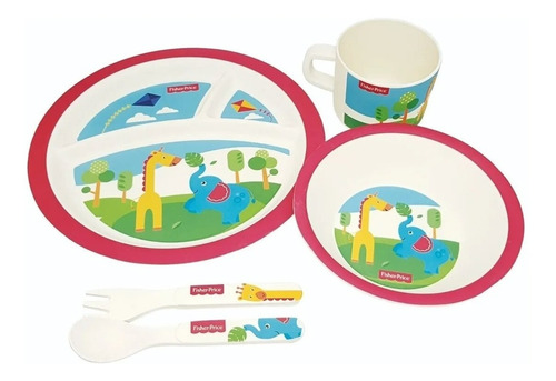 Set De Alimentación Linea Bambú Jirafa Fisher-price 5 Piezas