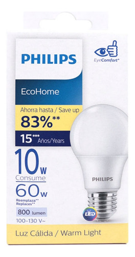 6 Focos Led Philips 10w Luz Cálida