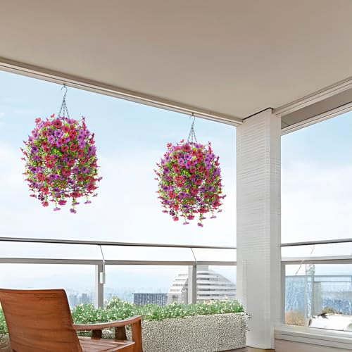 Flores Artificiales Colgantes Inqcmy Con Cesta Para Decoraci