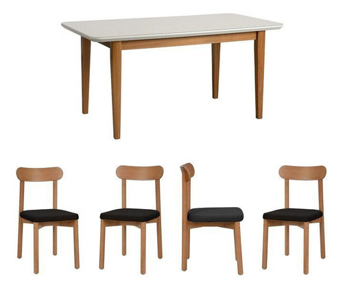Kit Mesa De Jantar Tangará 160cm E 4 Cadeiras Pitanga