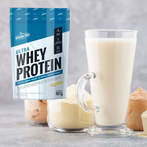 Whey Protein 907g + Bcaa 30 Cap + Coqueteleira 600ml - Shark