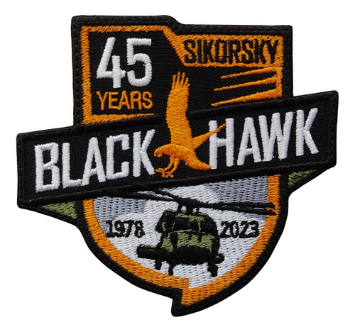 Parche Bordado Black Hawk 45 Años Sikorsky Halcon Negro Heli