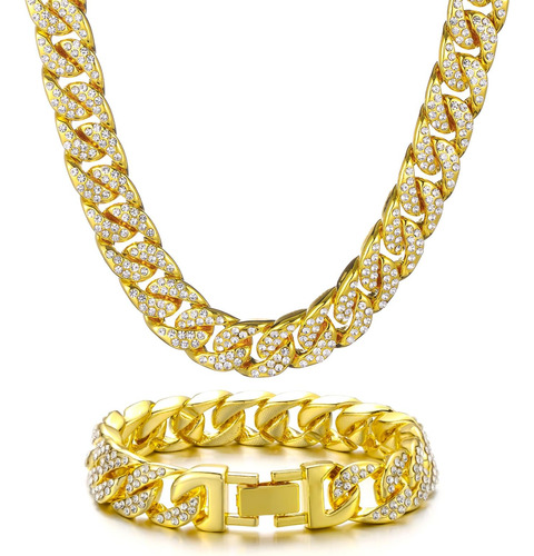 Saintda Cuban Link Chain Conjuntos De Collar Y Pulsera Para 