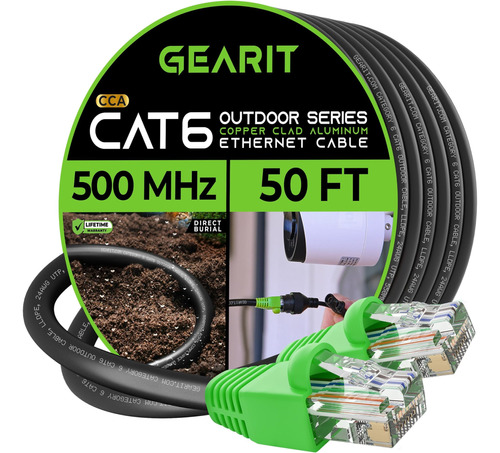 Gearit Cat6 Cable Ethernet Para Exteriores (50 Pies) Cca Con