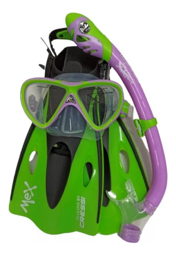 Set Cressi Mex Jr Pegaso & Iguana Niños 16/20mx Verde S/ M