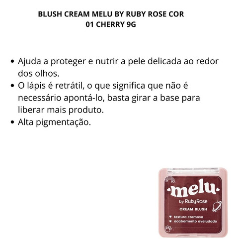 Blush Cream Melu By Ruby Rose Cor 01 Cherry 9g