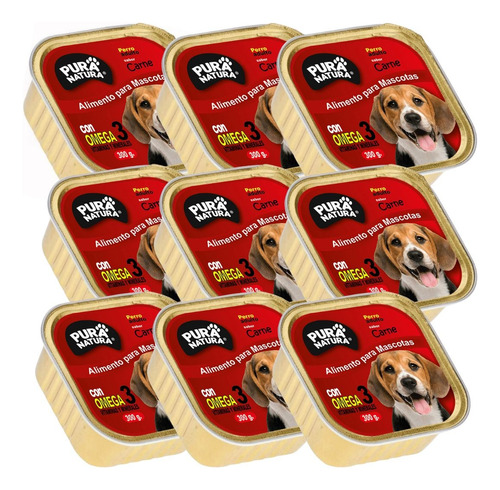 9 Paté Carne Con Omega 3 Para Perro 300gr