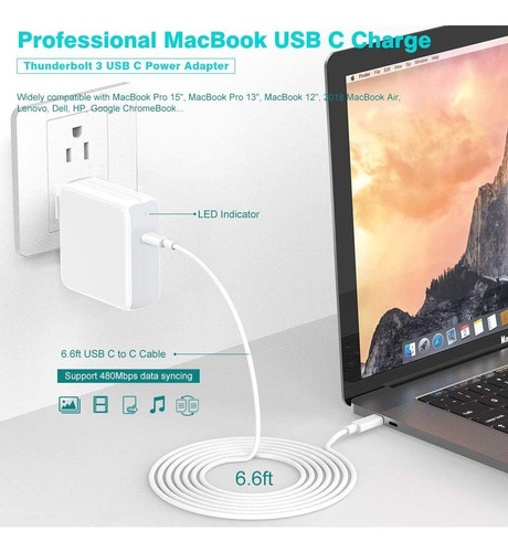 Cargador Szpower Usb C Pd 87watts Para Macbook Air M2 A2681