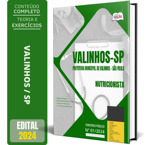 Apostila Prefeitura De Valinhos Sp 2024 - Nutricionista