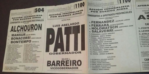 Boleta Electoral Patti Gobernador 2003