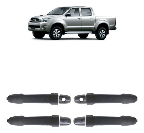 Kit Maçaneta Hilux 2005 2006 A 2015 Preto Poroso 4 Peças