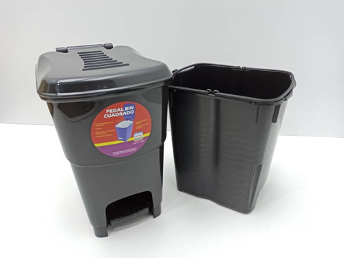 Imagen 3 de 3 de Papelera Tobo Basura Peda 16lt Negro C. Alfa Hogar 1596 Xavi