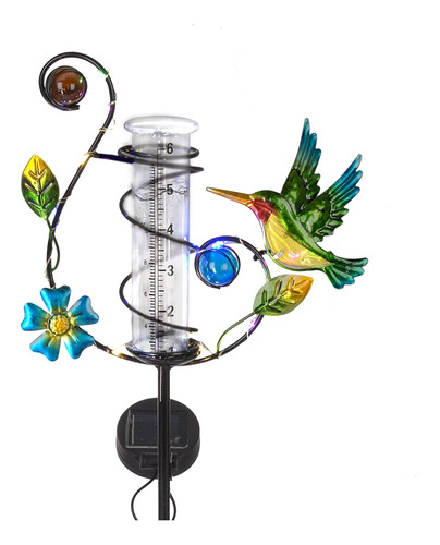 Stargarden Medidor De Lluvia De Colibrí, Luces Led Solares P