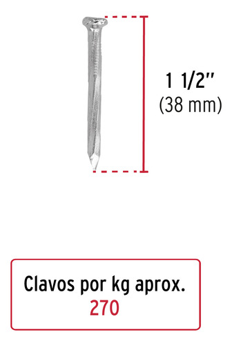 Set Con 1 Kg De Clavos Para Concreto Galvanizados 1-1/2