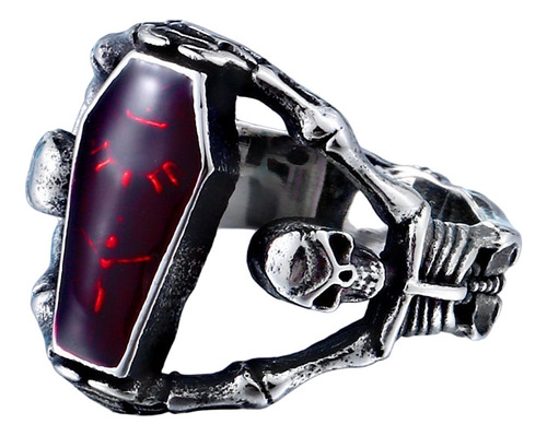 Anillo 2 Calaveras Punk  En Acero Inoxidable 316l